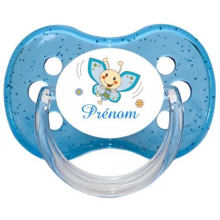 Sucette personnalisée papillon souriant garcon