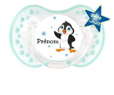 Sucette personnalisée prénom et pingouin