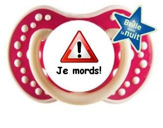 Sucette personnalisée Attention je mords