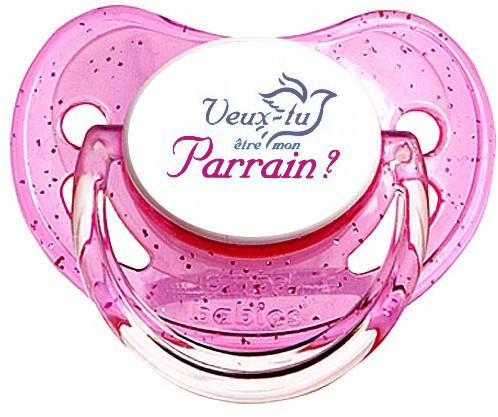 Sucette personnalisée veux-tu être mon parrain?