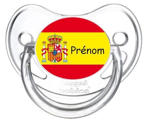 Sucette personnalisée drapeau Espagne et prénom