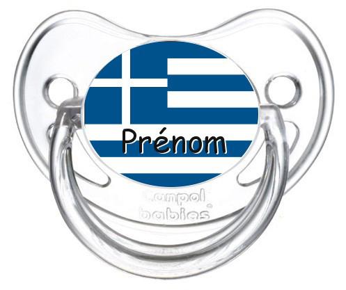 Sucette personnalisée drapeau Grèce et prénom