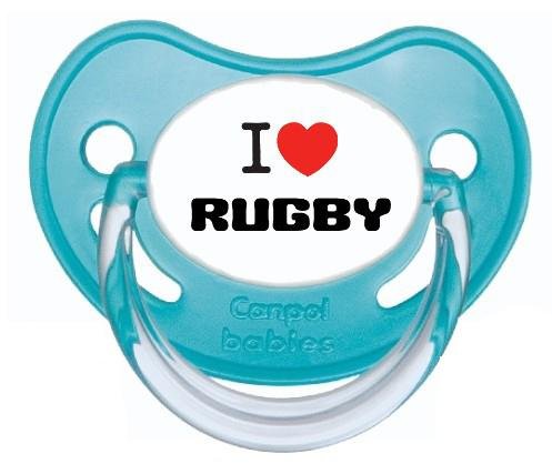 Sucette personnalisée "J'aime le rugby"