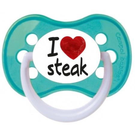 Sucette bébé "I love steak"
