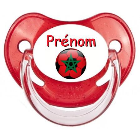 Sucette personnalisée Ballon foot Maroc et prénom