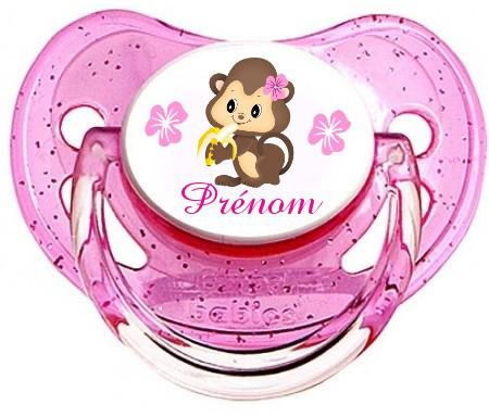 Sucette personnalisée "singe noeud papillon"et prénom
