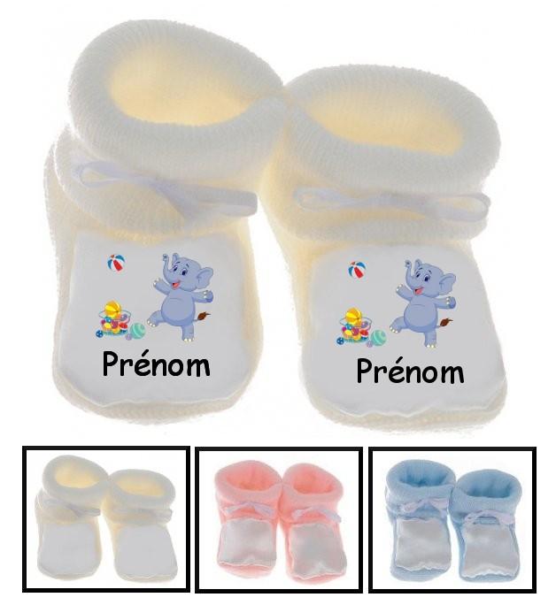 Chaussons bébé Elephant ballon prénom personnalisés