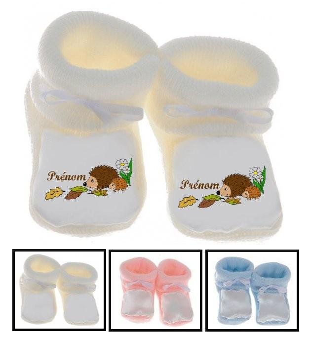 Chaussons bébé Hérisson prénom personnalisés