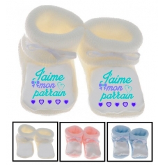 Chaussons bébé J'aime mon parrain