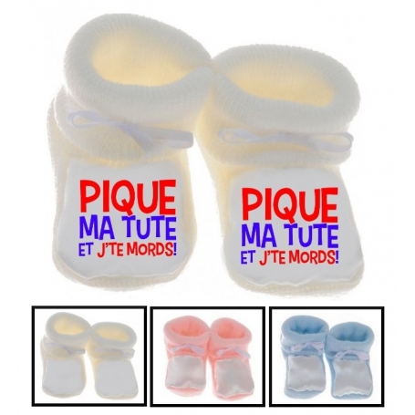 Chaussons bébé Pique ma tute et je te mords