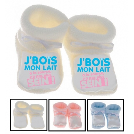 Chaussons bébé J'bois mon lait à la source