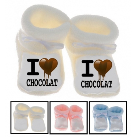 Chaussons bébé I love chocolat