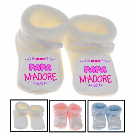 Chaussons bébé Mon papa m'adore