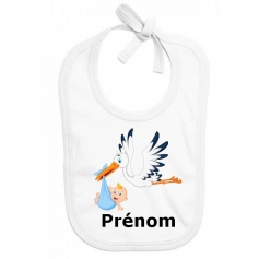 Bavoir personnalisé cigogne prénom