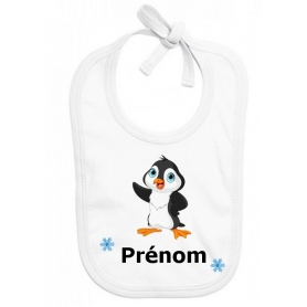 Bavoir personnalisé pingouin prénom