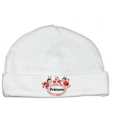Bonnet personnalisé coccinelle coeur prénom