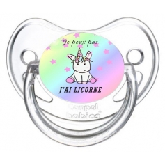 Sucette personnalisée Je peux pas j ai licorne