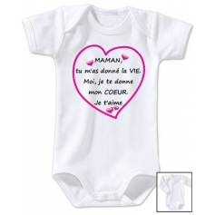 Body bébé Je te donne mon coeur maman