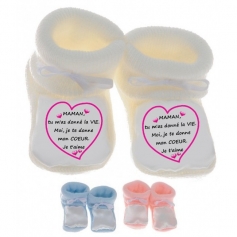 Chaussons bébé Je te donne mon coeur maman