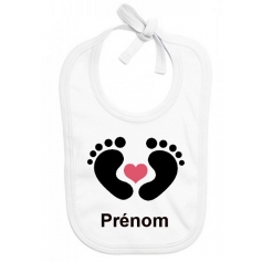 Bavoir personnalisé pied fille coeur prénom