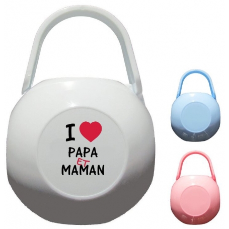 Boîte à Sucette personnalisée I love papa et maman