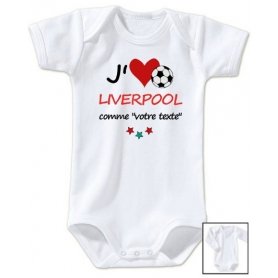 Body bébé personnalisé foot J'aime Liverpool