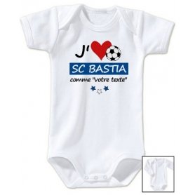 Body bébé personnalisé foot J'aime SC Bastia