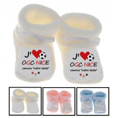 Chaussons bébé football J'aime OGC Nice