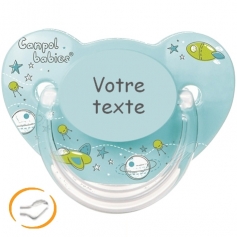 Sucette bébé personnalisée machine turquoise