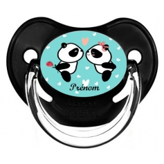Sucette personnalisée pandas amour et prénom