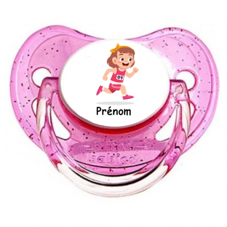 Sucette personnalisée Course fille prenom