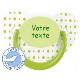 Sucette totosse personnalisée à pois verts