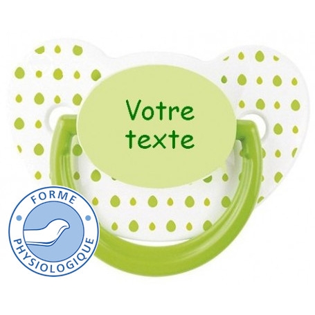 Sucette totosse personnalisée à pois verts