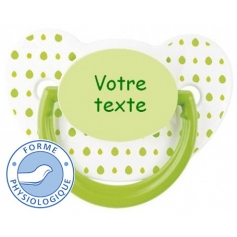 Sucette totosse personnalisée à pois verts