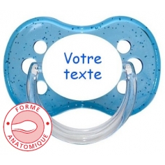 Sucette personnalisée anatomique paillette bleu
