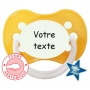 Sucette personnalisée anatomique owls jaune