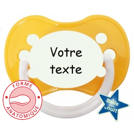 Sucette personnalisée anatomique owls jaune