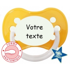 Sucette personnalisée anatomique owls jaune