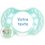 Sucette personnalisée style turquoise/blanc