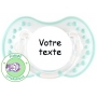 Sucette personnalisée style blanc/turquoise