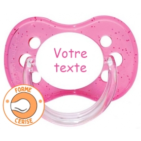 Sucette personnalisée cerise rose pailletée