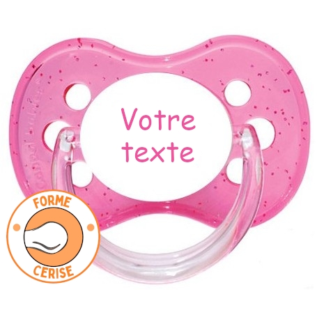 Sucette personnalisée cerise rose pailletée