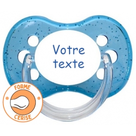 Sucette personnalisée cerise bleu pailletée