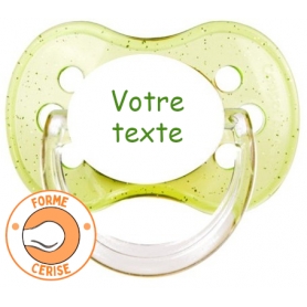 Sucette personnalisée cerise verte pailletée