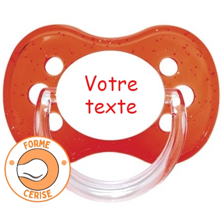 Sucette personnalisée cerise rouge pailletée