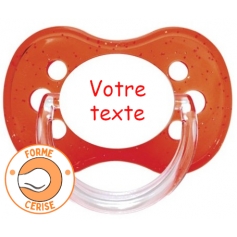 Sucette personnalisée cerise rouge pailletée
