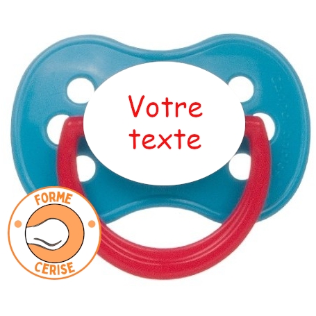 Sucette bébé personnalisée cerise Continent turquoise rouge