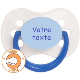 Sucette bébé personnalisée cerise Continent blanche bleue