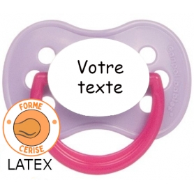 Sucette bébé personnalisée cerise Continent violet rose latex