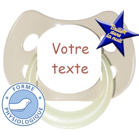 Sucette personnalisée MODE beige fluo physiologique